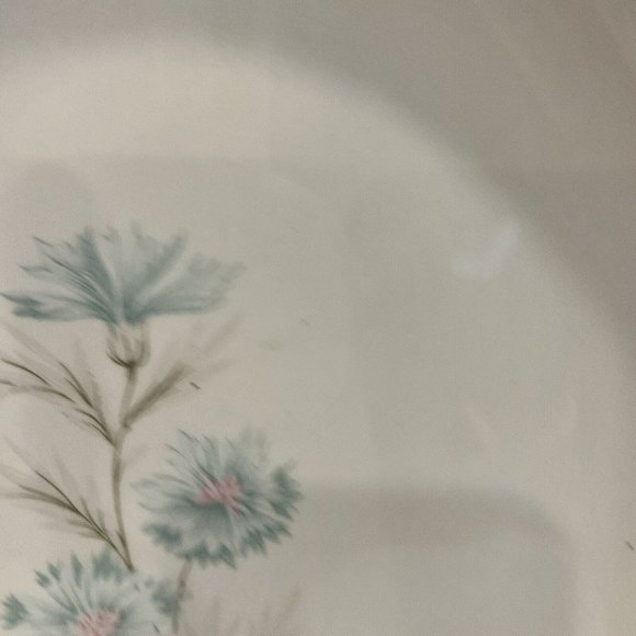 VINTAGE TABLEWARE BLUE Wild Flowers OVAL PLATTER 9” Serving Farmhouse Cottage - Picture 3 of 8